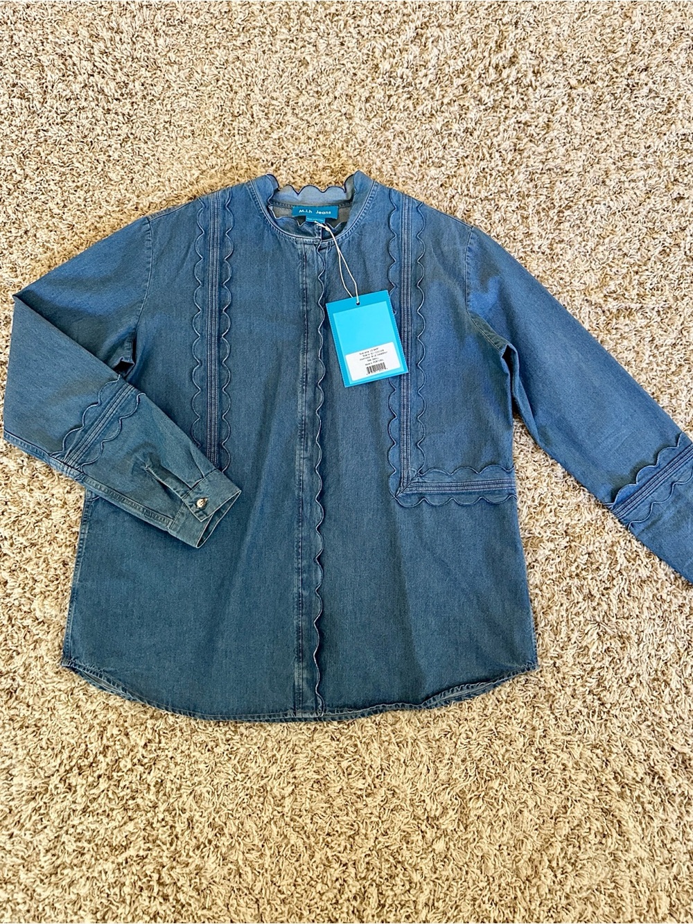 M.i.h. Jeans denim scalloped button down shirt S